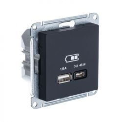 Розетка USB Systeme Electric Atlas Design 1668220 карбон, картинка