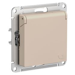 Розетка электрическая 1 пост Systeme Electric Atlas Design песочный 1712770, детальное фото
