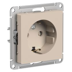 Розетка электрическая 1 пост Systeme Electric Atlas Design песочный, детальное фото