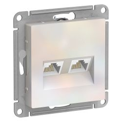 Розетка RJ-45 2 поста Systeme Electric Atlas Design жемчуг, фото