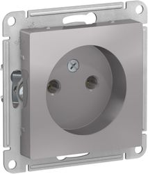 Розетка электрическая 1 пост Schneider Electric Atlas Design алюминий, фотография