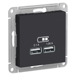 Розетка USB 1 пост Systeme Electric Atlas Design карбон, вид
