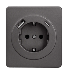 Розетка USB Type-A+C 1 пост Kranz Round титан, вид