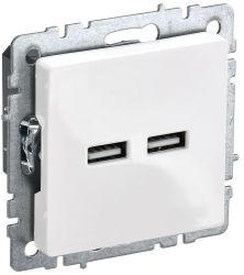 Розетка USB 1 пост IEK BRITE белый, детальное фото