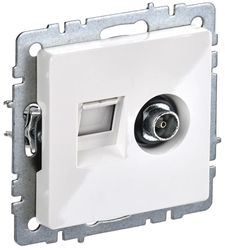 Розетка TV-RJ45 1 пост IEK BRITE белый, вид
