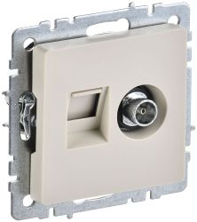 Розетка TV-RJ45 1 пост IEK BRITE бежевый, изображение
