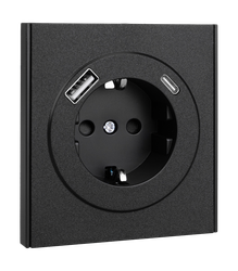 Розетка USB Type-A+C 1 пост Kranz Strong антрацит, детальное фото