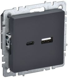 Розетка USB Type-A+C 1 пост IEK BRITE графит, вид