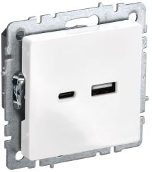 Розетка USB Type-A+C 1 пост IEK BRITE белый, картинка