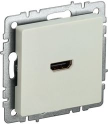 Розетка HDMI 1 пост IEK BRITE бежевый, крупный план