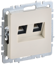 Розетка RJ-11,RJ-45 1 пост IEK BRITE бежевый, картинка