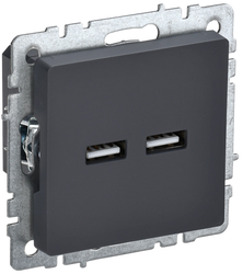Розетка USB 1 пост IEK BRITE графит, картинка