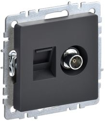Розетка TV-RJ45 1 пост IEK BRITE графит, вид