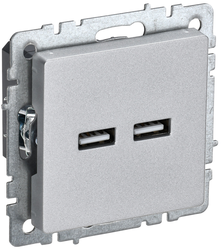 Розетка USB 1 пост IEK BRITE алюминий, картинка