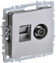 Розетка TV-RJ45 1 пост IEK BRITE алюминий, картинка
