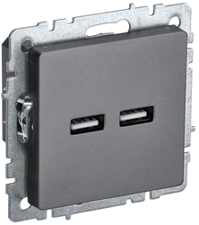 Розетка USB 1 пост IEK BRITE сталь, фотография