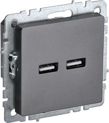 Розетка USB 1 пост IEK BRITE сталь, изображение