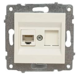 Розетка RJ-45 2 поста OVIVO белый, фотография