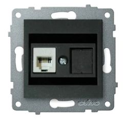 Розетка RJ-45 2 поста OVIVO черный, изображение
