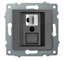 Розетка RJ-45 2 поста OVIVO дымчатый, фотография