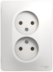Розетка электрическая 2 поста Schneider Electric GLOSSА белый, вид
