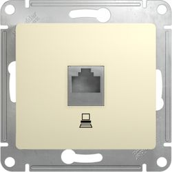Розетка RJ-45 1 пост Schneider Electric GLOSSА кремовый, изображение