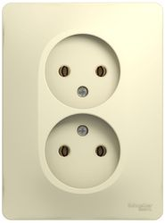 Розетка электрическая 2 поста Schneider Electric GLOSSА кремовый, вид