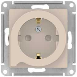 Розетка электрическая 1 пост Schneider Electric Atlas Design бежевый, крупный план
