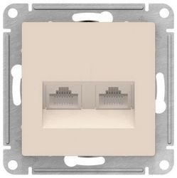 Розетка RJ-45 2 поста Schneider Electric Atlas Design бежевый, детальное фото