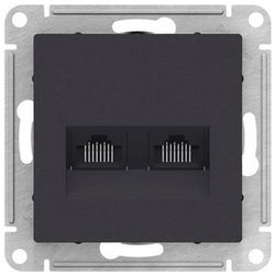 Розетка RJ-45 2 поста Schneider Electric Atlas Design карбон, крупный план