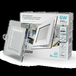 Светильник Gauss Glass кв 6W, крупный план