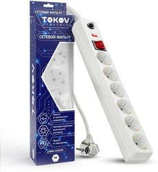 Удлинитель с сетевым фильтром 6х5 м TOKOV ELECTRIC TKE-C01-SF6-5-ZV, фото