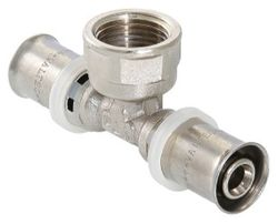 Тройник латунь никелированный VALTEC VTm.232.N 16 х 1/2" х 16 мм, фото