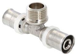 Тройник латунь никелированный VALTEC VTm.232.N 1/2" х 16 мм, детальное фото