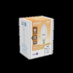 Умная Wi-Fi лампочка Gauss Smart Home C37 5W 470лм E14 DIM управление голосом/смартфоном 1/10/40, фото