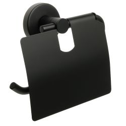Бумагодержатель с крышкой черный comfort black 15х13х5, картинка