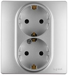 Розетка электрическая Legrand Etika 672433 алюминий, картинка