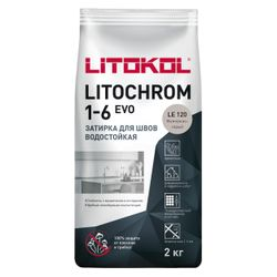 Затирка цементная LITOKOL LITOCHROM 1-6 EVO LE 120 жемчужно-серый 2 кг, вид