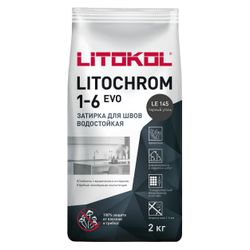 Затирка цементная LITOKOL LITOCHROM 1-6 EVO LE 145 черный уголь 2 кг, детальное фото