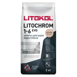 Затирка цементная LITOKOL LITOCHROM 1-6 EVO LE 225 бежевый 2 кг, изображение