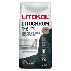 Затирка цементная LITOKOL LITOCHROM 1-6 EVO LE 235 коричневый 2 кг, изображение