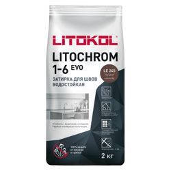 Затирка цементная LITOKOL LITOCHROM 1-6 EVO LE 245 горький шоколад 2 кг, детальное фото