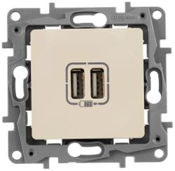 Розетка USB 2 поста Legrand Etika слоновая кость, изображение
