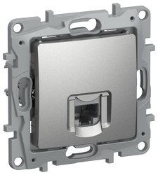 Розетка RJ-45 1 пост Legrand Etika алюминий, фотография