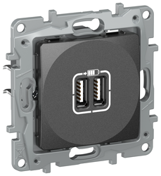 Розетка USB 2 поста Legrand Etika антрацит, картинка