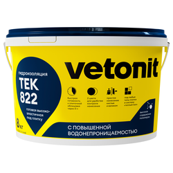 Полимерная гидроизоляционная мастика Vetonit tec 822 серый 8 кг, фото