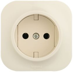 Розетка электрическая 1 пост Legrand Quteo слоновая кость, картинка