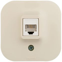 Розетка RJ-11 1 пост Legrand Quteo слоновая кость, картинка