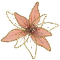 Цветок искусственный Пуансеттия (на клипсе), L23 W23 H12 см, фотография