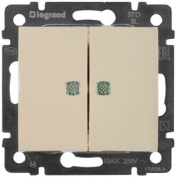 Выключатель 2-клавишный Legrand Valena 695630 слоновая кость, вид